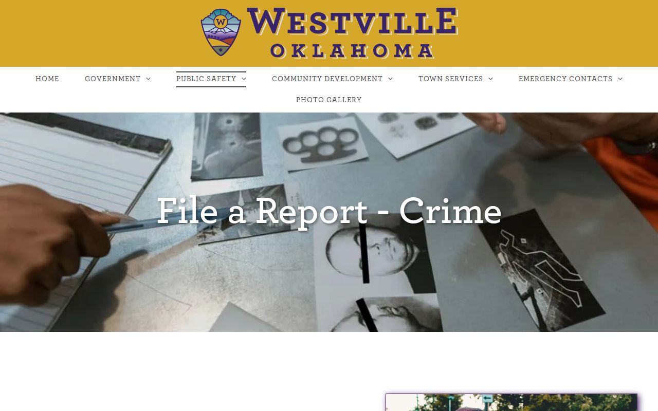 Adair County Westville police report intake records page